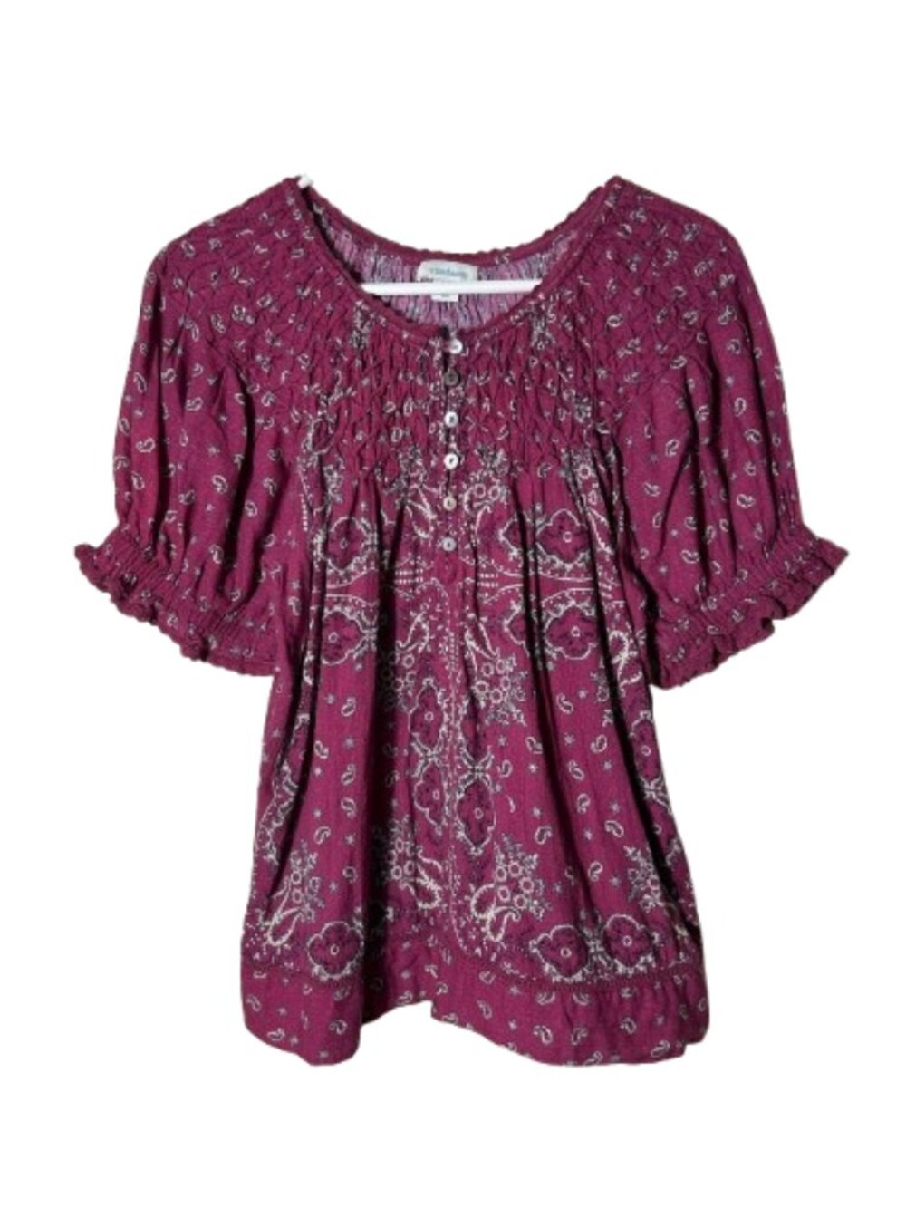 Sundance magenta paisley lodi top smocked womens S boho